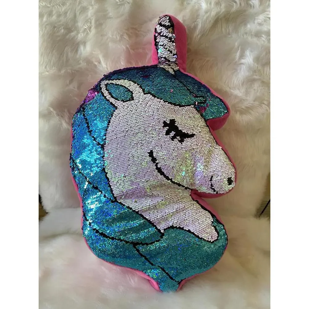 Reversible Sequin Unicorn Decorative Pillow